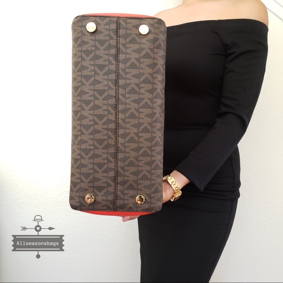 NWT MICHAEL KORS CIARA LARGE SATCHEL SANGRIA BROWN - Picture 4 of 8